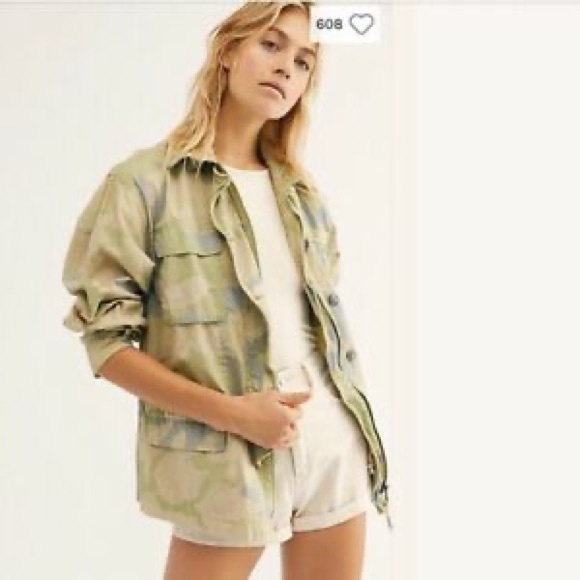 Free People NWT Camo Zip Front Jacket Small S - Picture 7 of 7